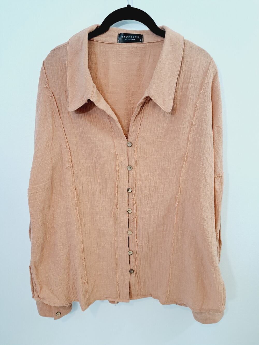 Maverick The Collection Women's Pink Peach 100% Cotton Top Small Classic Beachy